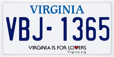 VA license plate VBJ1365