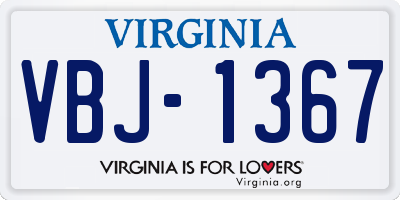 VA license plate VBJ1367