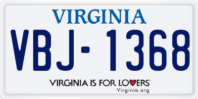 VA license plate VBJ1368