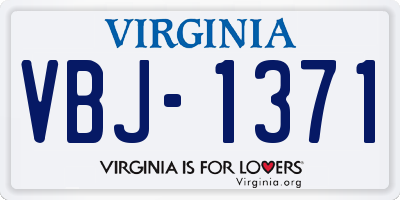 VA license plate VBJ1371