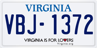 VA license plate VBJ1372
