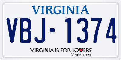 VA license plate VBJ1374