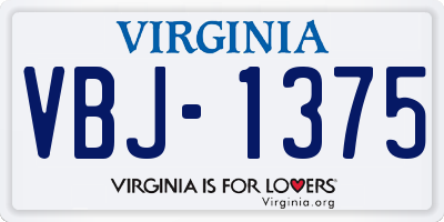 VA license plate VBJ1375