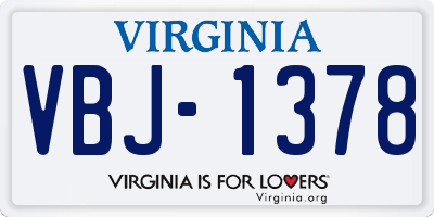VA license plate VBJ1378