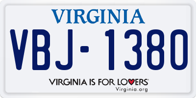 VA license plate VBJ1380