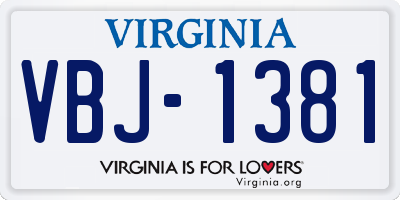 VA license plate VBJ1381