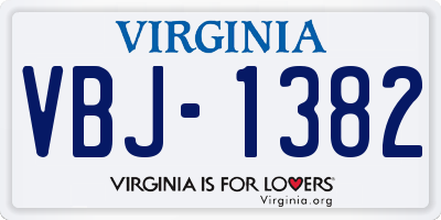 VA license plate VBJ1382