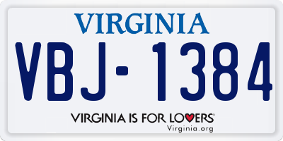 VA license plate VBJ1384
