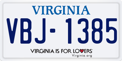 VA license plate VBJ1385