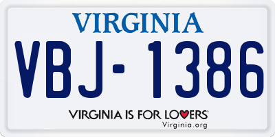 VA license plate VBJ1386