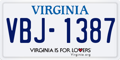 VA license plate VBJ1387