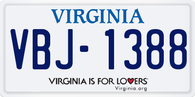 VA license plate VBJ1388