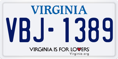 VA license plate VBJ1389