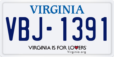 VA license plate VBJ1391