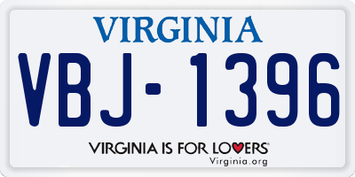 VA license plate VBJ1396