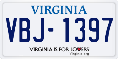 VA license plate VBJ1397
