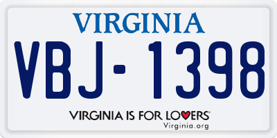 VA license plate VBJ1398