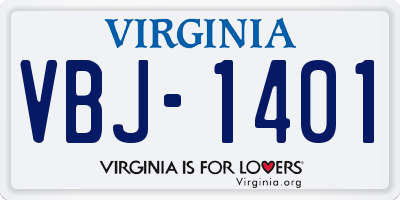 VA license plate VBJ1401