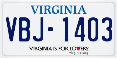 VA license plate VBJ1403