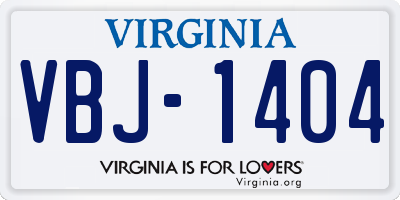 VA license plate VBJ1404