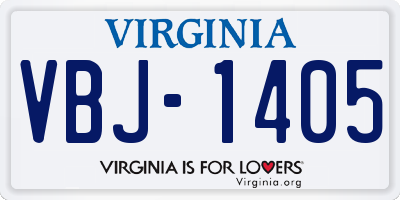 VA license plate VBJ1405