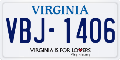 VA license plate VBJ1406