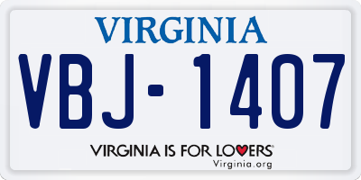 VA license plate VBJ1407