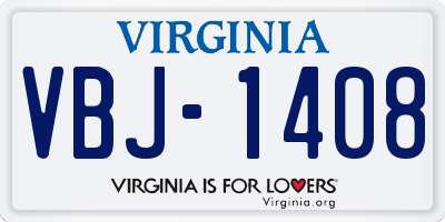 VA license plate VBJ1408
