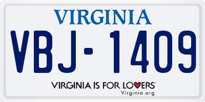 VA license plate VBJ1409