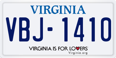 VA license plate VBJ1410