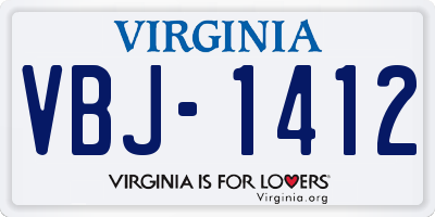 VA license plate VBJ1412