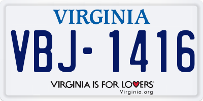 VA license plate VBJ1416
