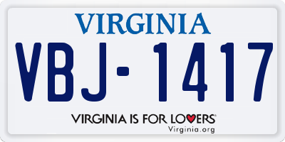 VA license plate VBJ1417