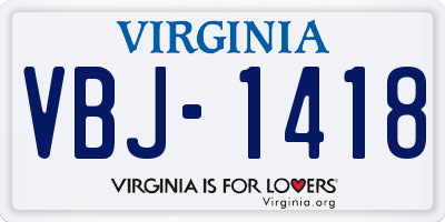 VA license plate VBJ1418