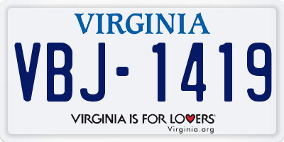 VA license plate VBJ1419