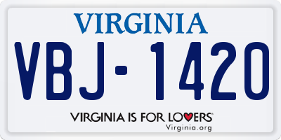 VA license plate VBJ1420