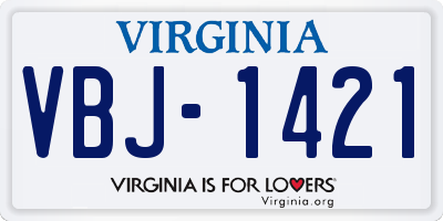 VA license plate VBJ1421