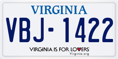 VA license plate VBJ1422