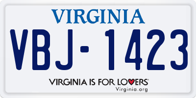 VA license plate VBJ1423
