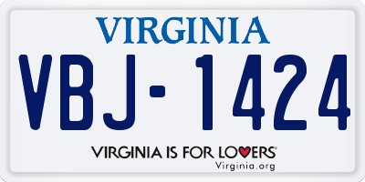 VA license plate VBJ1424
