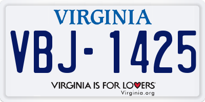 VA license plate VBJ1425