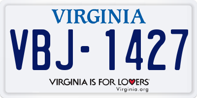 VA license plate VBJ1427