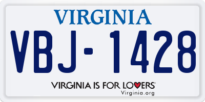 VA license plate VBJ1428
