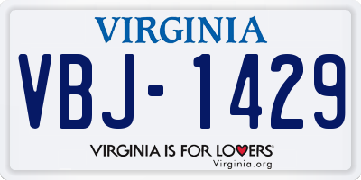 VA license plate VBJ1429