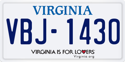 VA license plate VBJ1430