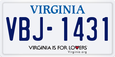 VA license plate VBJ1431