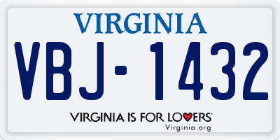 VA license plate VBJ1432