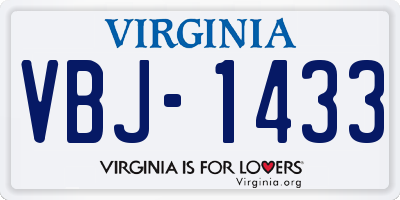 VA license plate VBJ1433