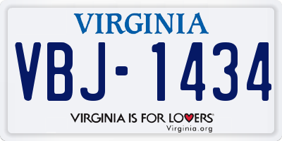 VA license plate VBJ1434