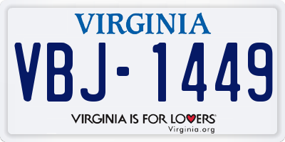 VA license plate VBJ1449
